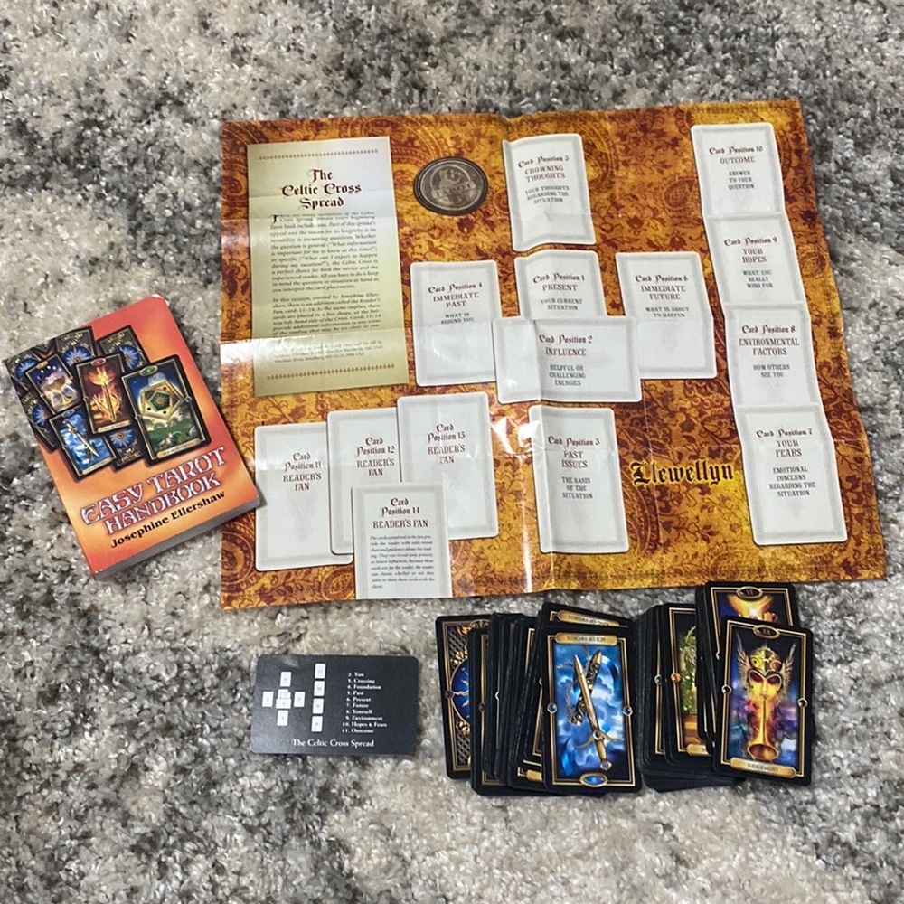 Easy Tarot Kit Includes Handbook 78 Card Gilded Deck Layout Map Complete Set